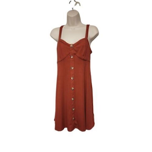 No Boundaries Knit Spaghetti Strap Dress Color Orange Size Large - Picture 1 of 7